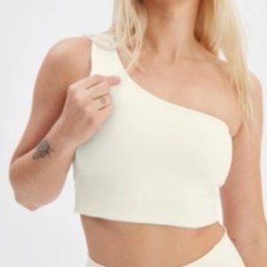 Girlfriend Collective Ivory Bianca One Shoulder Bra Top